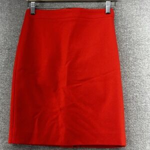 J Crew The Pencil Skirt Women Size 00 Red Wool Blend Party Cocktail